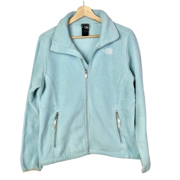 The North Face Light Blue Full Zip Fleece Jacket M - Picture 1 of 5